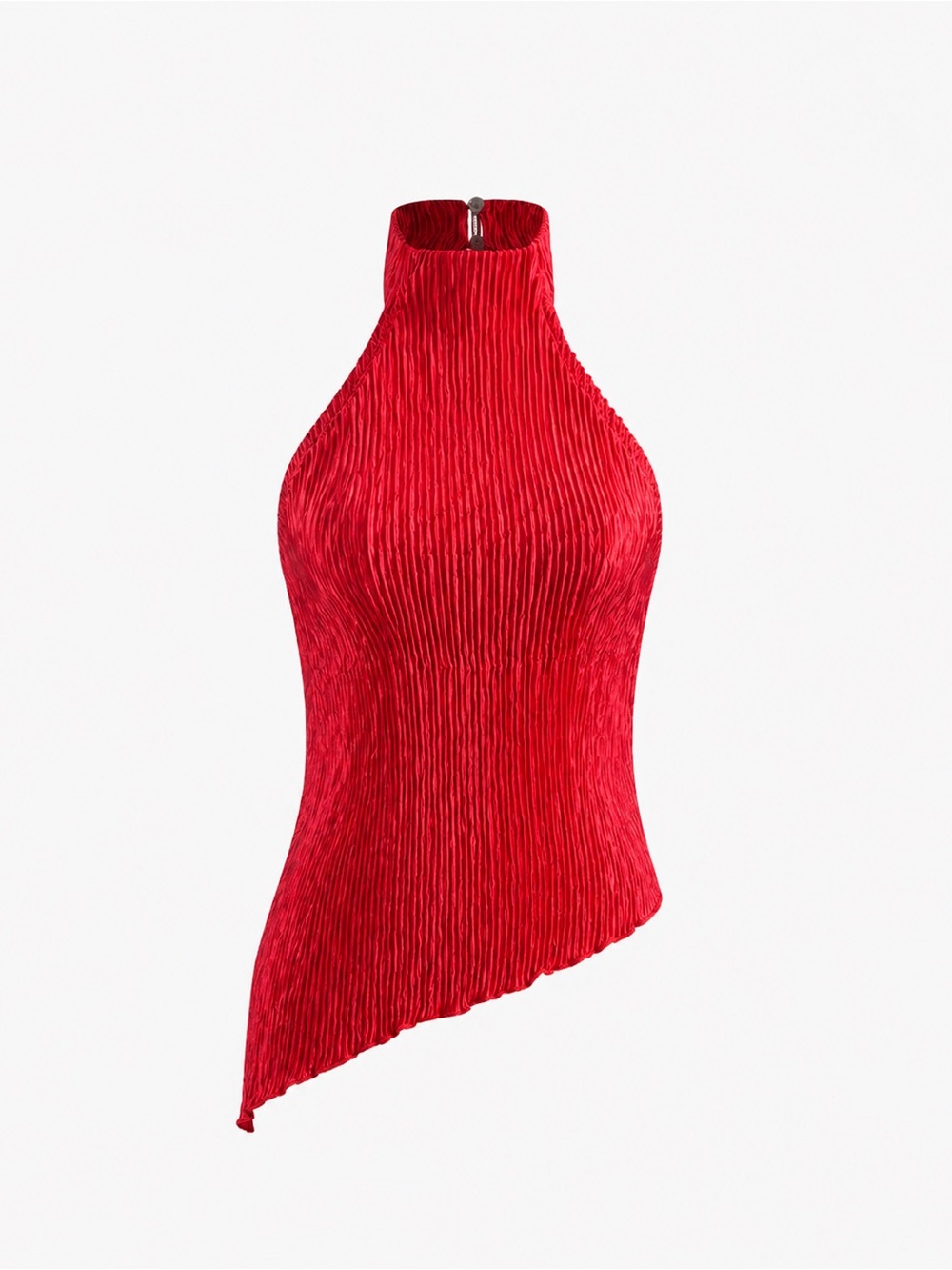 Commense Red Halter Asymmetrical Top